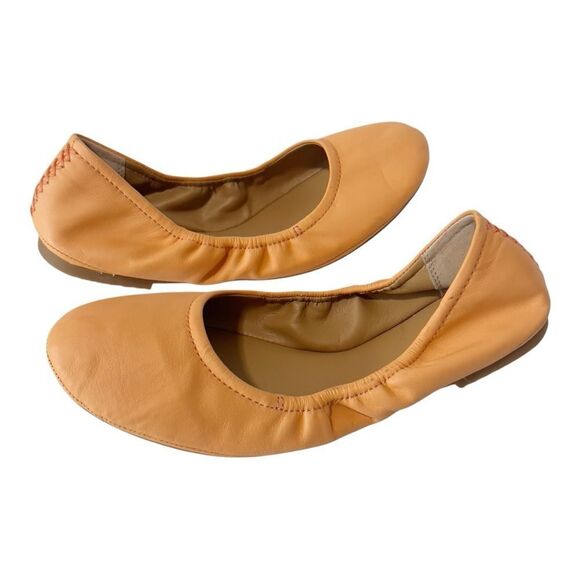 Eureka Aubrey Kipskin Leather Ballet Flats Cantaloupe Peach Coral Comfort Sz 7.5 - Picture 2 of 6
